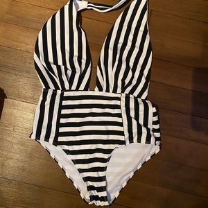 Swim suite striped halter